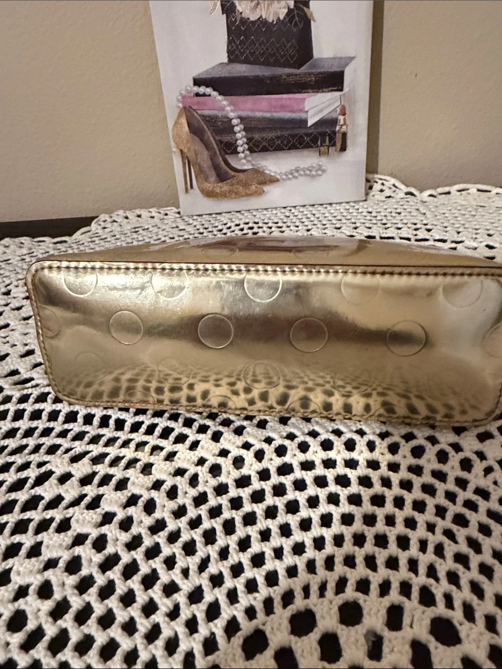 kate spade Metallic Gold Polka Dot Cosmetic Pouch
